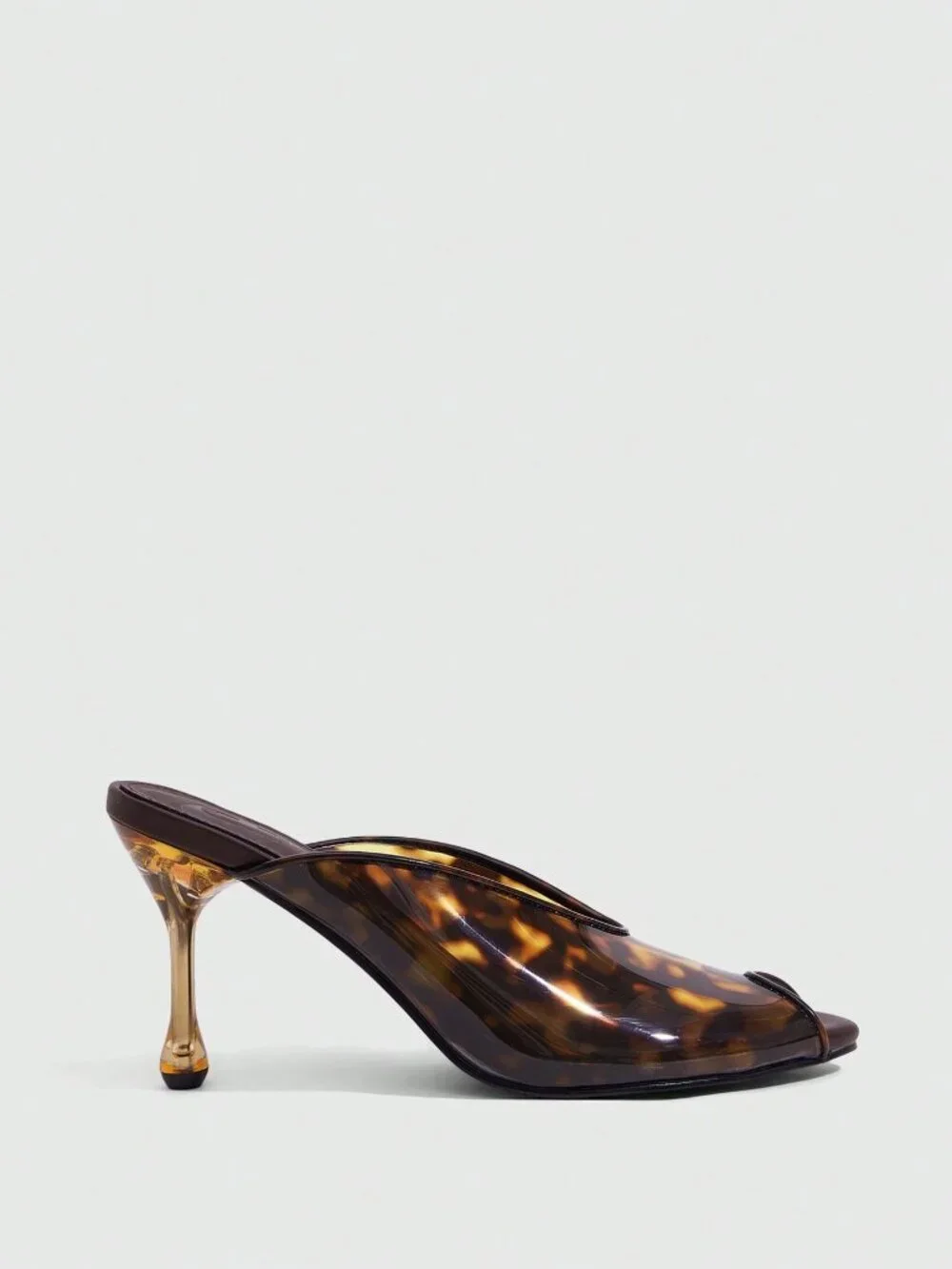 Coffee Brown Elegant Women's Wedges Open Toe Leopard Print Peep Toe Sandal